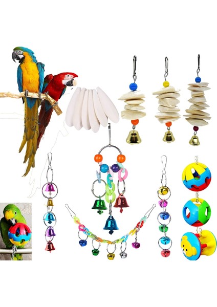 1 Adet 12-14CM Tarzı Kuş Oyuncaklar Set Salıncak Çiğneme Eğitim Oyuncaklar Küçük Papağan Asılı Hamak Papağan Kafesi Çan Levrek Oyuncaklar Merdiven Pet Malzemeleri ile (Yurt Dışından)