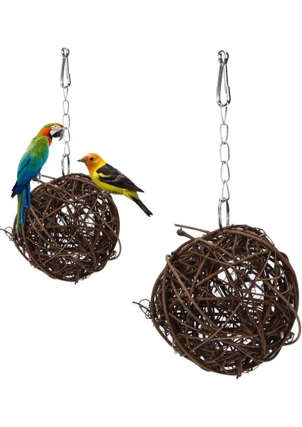 Rattan Toplar Kafesler Çiğneme Oyuncak Papağan Muhabbet Kuşu Pet Papağan Kuş Isırığı Dayanıklı Tırmanma Eğitimi Eğlence Topu (Yurt Dışından)
