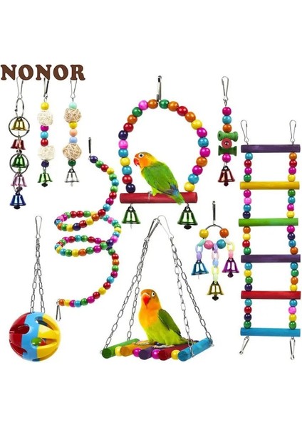 10 Adet Tarzı Nonor 10 Paket Kuş Kafesi Oyuncaklar Papağanlar Için Güvenilir & Amp Çiğnenebilir - Salıncak Asılı Çiğneme Isırığı Köprü Ahşap Boncuklar Top Çan Oyuncakları (Yurt Dışından) modelleri