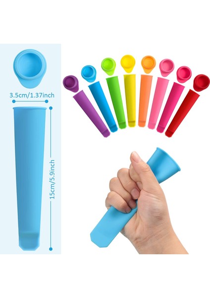 Mor Tarzı 1 Adet Silikon Dondurma Kalıpları Çok Renkli Popsicle Kalıpları Yeniden Kullanılabilir Dondurma Kollu Ev Için Kapaklı Temiz Fırça ile Dıy Kalıp (Yurt Dışından) fiyatları