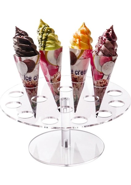 1 Adet Tarzı 16 Delikli Dondurma Konileri Tutucu Düğün Parti Büfe Ekran Dondurma Aracı Için Standı Dondurma Tutucu Akrilik Cupcake (Yurt Dışından)