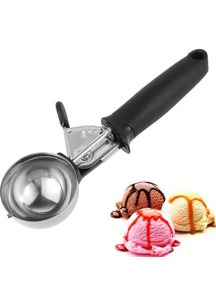 Siyah Stil Paslanmaz Çelik Dondurma Kaşığı Meyve Kaşığı Dondurma Kaşığı Metal Dondurma Bisküvi Kaşığı Buz Topu Makinesi Mutfak Aracı (Yurt Dışından)