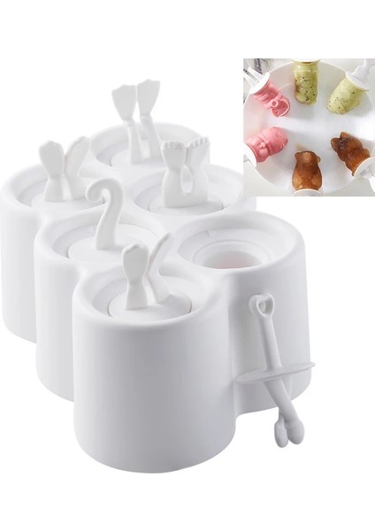 Beyaz Bir Stil 1 Adet Yaz 6 Çirkin Balık Sopa Buz Kalıbı Okyanus Balığı Silikon Buz Kalıbı Ev Yapımı Dondurma Popsicle Kalıp Yaratıcı Buz Tepsisi (Yurt Dışından)