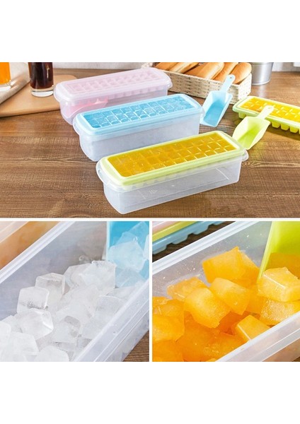 Yeşil Stil 2 Adet F Izgaralar Ice Cube Maker Food Grade Dıy Dondurma Blok Tepsi Kafes Kutusu Kalıp Buz Saklama Kabı Kapaklı (Yurt Dışından)
