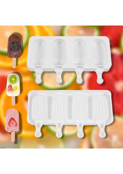 Mor Tarzı Gıda Sınıfı Silikon Dondurma Formları Popsicle Kalıpları Dıy Ev Yapımı Tatlı Dondurucu Meyve Suyu Buz Pop Küp Yapıcı Kalıp Çubuklarla (Yurt Dışından)