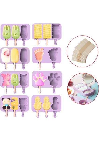 No.1 Tarzı 3D Dondurma Kalıp Makinesi Popsicle Kapaklı Silikon Kalıp Çubukları Sevimli Karikatür Jöle Lolly Dondurma Formu Mutfak Gadget Aracı (Yurt Dışından) fırsatları