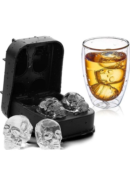 Iskelet Tarzı Buz Küpü Tepsi Cadılar Bayramı Buz Kalıbı Kabak Kafatası Beyin Şekli Ice Cube Maker Ev Bar Partisi Serin Viski Şarap Dondurma Bar Aracı (Yurt Dışından)