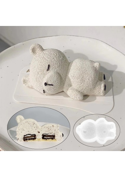 Pembe Tarzı Yeni 3D Uykulu Ayı Sünger Kek Için Silikon Kalıplar Mousse Çikolata Tatlı Bakeware Pasta Dondurma Kalıbı El Yapımı Hediye (Yurt Dışından)