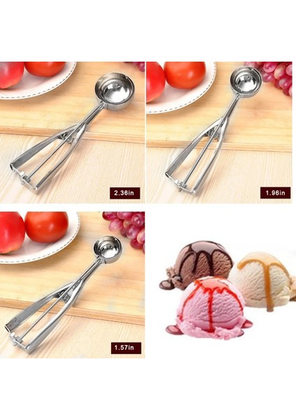 4cm Tarzı cm Dondurma Kaşığı Paslanmaz Çelik Yay Saplı Kavun Baller Dondurma Topu Tatlı Kurabiye Hamur Bulaşıklık Karpuz Kaşığı (Yurt Dışından)