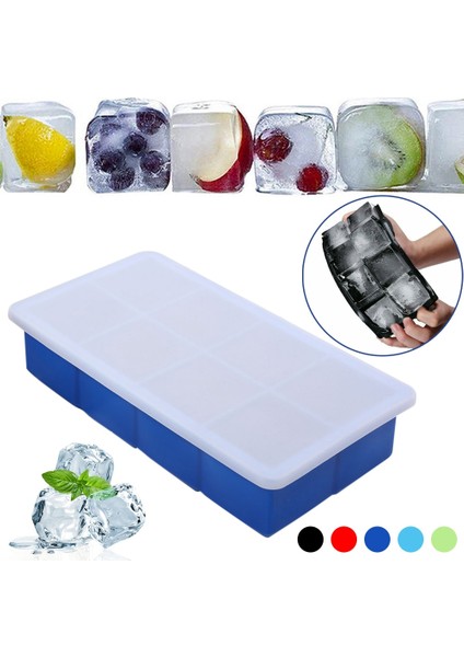 Safir Tarzı 8 Kavite Büyük Buz Küpü Tepsisi Gıda Sınıfı Silikon Ice Cube Maker Kalıp, Dondurma Çikolata Partisi Viski Kokteyl Içeceği Için Kapaklı (Yurt Dışından)