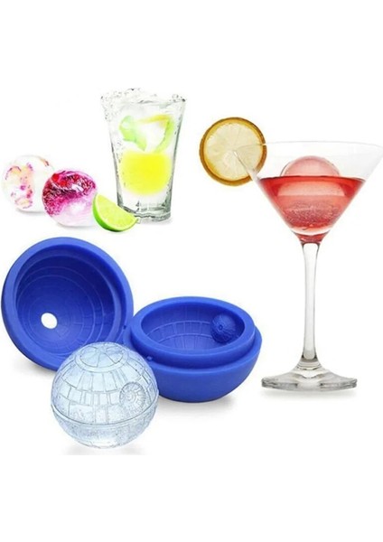 Mavi Stil Sıcak Yaratıcı Silikon Mavi Savaşlar Ölüm Yıldızı Yuvarlak Top Buz Küpü Kalıp Tepsisi Çöl Küre Kalıp Dondurma Araçları (Yurt Dışından)