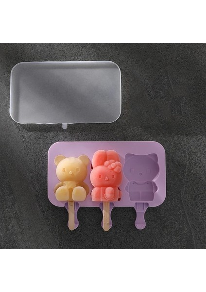 B Tarzı Kapaklı 3D Karikatür Silikon Dondurma Kalıpları Düğün Tatlı Dondurucu Meyve Popsicle Kalıpları Dıy Buz Küpleri Makinesi (Yurt Dışından)
