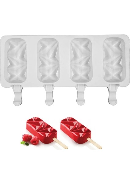 Sadece Kalıp-1 Tarzı 4-Cavity Pişirme Mini Silikon Dondurma Kalıpları Popsicle Kalıpları Kek Çikolatalı Cakesicle Kalıp Dıy Ice Pops Oval Için (Yurt Dışından)