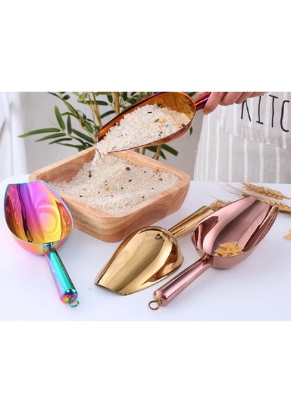 15X3.5CM Tarzı 1 Adet Paslanmaz Çelik Altın Buz Kazıyıcı Un Şeker Kutusu Baharat Kepçe Büfe Kürek Yemek Büfesi Şeker Çubuğu Kepçe Kürek (Yurt Dışından)