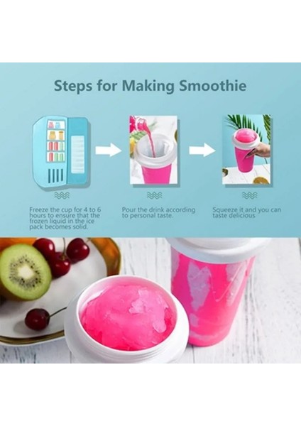 Gül Tarzı Hızlı Dondurulmuş Smoothies Kupası Ev Yapımı Milkshake Şişesi Slush ve Shake Maker Hızlı Soğutma Kupası Dondurma Slushy Maker Şişe 350ML (Yurt Dışından)