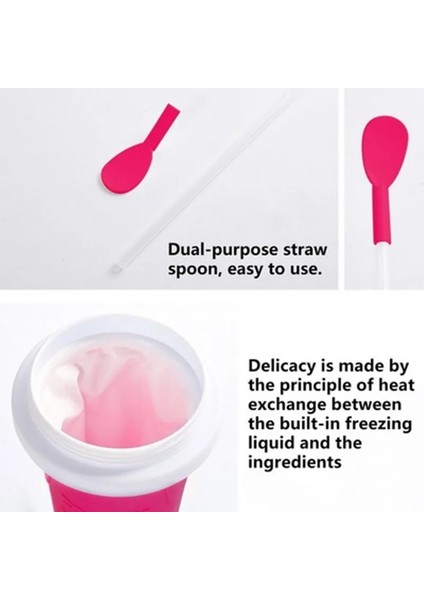 Gül Tarzı Hızlı Dondurulmuş Smoothies Kupası Ev Yapımı Milkshake Şişesi Slush ve Shake Maker Hızlı Soğutma Kupası Dondurma Slushy Maker Şişe 350ML (Yurt Dışından)