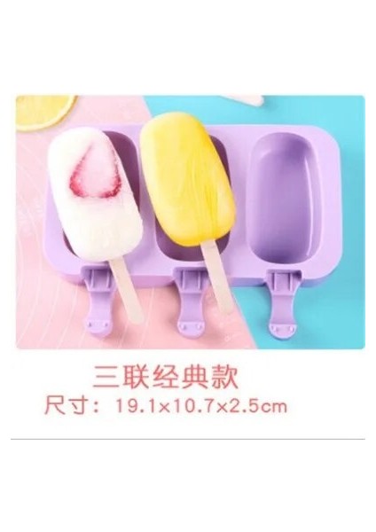 Yeşil Stil Silikon Dondurma Kalıbı Yeniden Kullanılabilir Buz Küpleri Tepsi Dondurma Popsicle Kalıp Noel Dekor 50 Ahşap Sopa ile Dıy Dondurma Makinesi Aracı (Yurt Dışından)