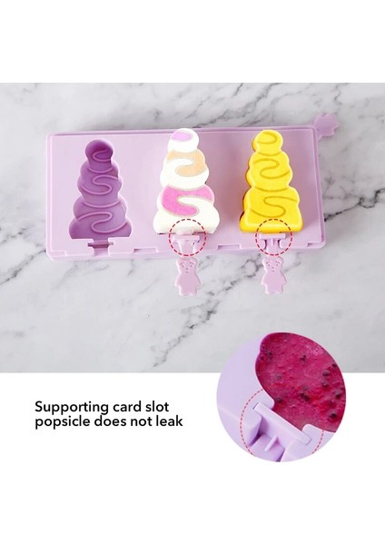 Yeşil Stil Silikon Dondurma Kalıbı Yeniden Kullanılabilir Buz Küpleri Tepsi Dondurma Popsicle Kalıp Noel Dekor 50 Ahşap Sopa ile Dıy Dondurma Makinesi Aracı (Yurt Dışından)