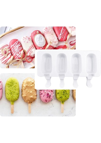 Altın Tarzı Mini Dondurma Kalıpları Pişirme, Silikon Dondurma Kalıpları Kek, Dıy Ice Pops Için Cakesicle Kalıp, Oval, 8-Boşluk (Yurt Dışından)