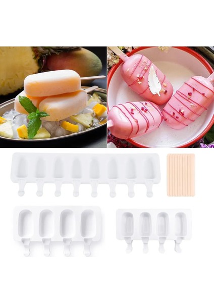 Altın Tarzı Mini Dondurma Kalıpları Pişirme, Silikon Dondurma Kalıpları Kek, Dıy Ice Pops Için Cakesicle Kalıp, Oval, 8-Boşluk (Yurt Dışından)