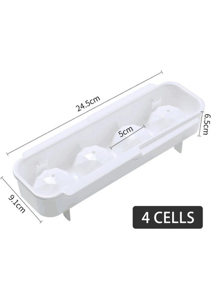 4 Hücre Stili Yuvarlak Buz Küpü Kalıp Ev Buzdolabı Kapaklı Yuvarlak Buz Küpleri Imalatı Ice Cube Bira Şarap Soğutmalı Viski Ice Bal (Yurt Dışından)