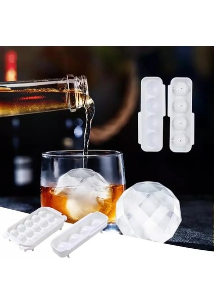 4 Hücre Stili Yuvarlak Buz Küpü Kalıp Ev Buzdolabı Kapaklı Yuvarlak Buz Küpleri Imalatı Ice Cube Bira Şarap Soğutmalı Viski Ice Bal (Yurt Dışından) indirimleri
