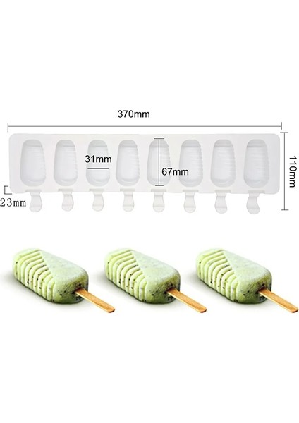 E Stili Mini Dondurma Kalıpları Pişirme, Silikon Dondurma Kalıpları Kek, Dıy Ice Pops Için Cakesicle Kalıp, Oval, 8-Boşluk (Yurt Dışından)
