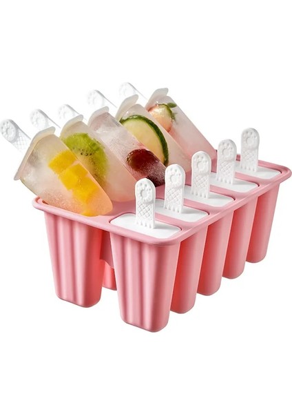 Pembe 10 Tarzı Gıda Güvenli Silikon Dondurma Kalıpları 4 Hücreli Dondurulmuş Buz Küpü Kalıpları Popsicle Maker Dıy Ev Yapımı Dondurucu Lolly Kalıp Ücretsiz Çubuklarla (Yurt Dışından)