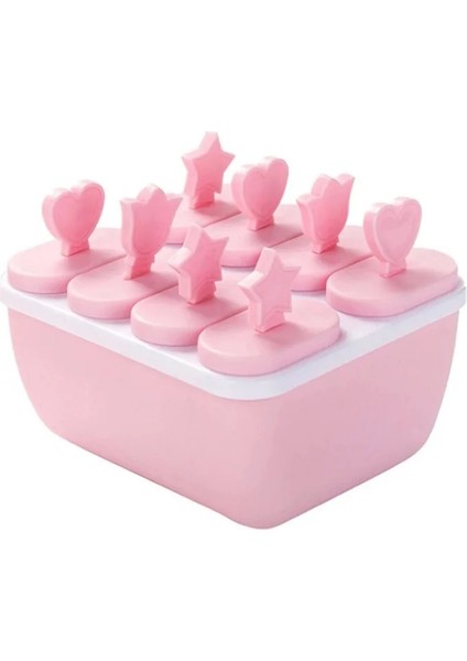 Pembe2 Tarzı 8 Hücre Silikon Kalıpları Dondurma Çikolata Kalıpları Buz Küpü Tepsi Gıda Güvenli Popsicle Maker Dıy Ev Yapımı Dondurucu Buz Lolly Kalıp (Yurt Dışından)