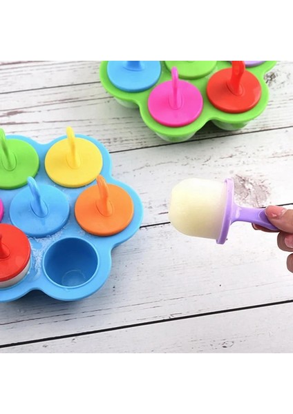 Gıda Takviyesi Kutusu Stili Sıcak 7 Kavite Silikon Mini Buz Pops Kalıp Dondurma Topu Makinesi Popsicles Kalıpları Bebek Diy Gıda Takviyesi Aracı Kalıpları De Silicona (Yurt Dışından) modelleri