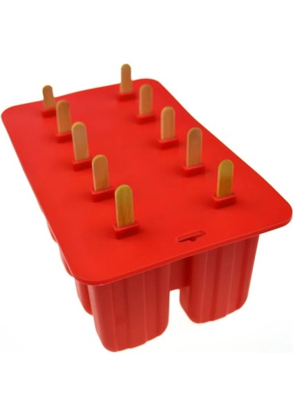 Kırmızı 10 Delik Stili Ole Silikon Dondurma Kalıbı Popsicle Kalıpları Ice Cube Maker Sopalı Dıy Krem Kalıpları Yaz Mutfak Aletleri Sopalı (Yurt Dışından)