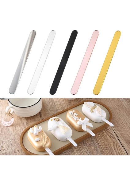10 Adet Kırmızı Stil Cakesicle Çubuk Akrilik Kek Topper Altın Ayna Dondurma Çubuğu Düğün Cupcake Topper Doğum Günü Partisi Pasta Süslemeleri Için (Yurt Dışından)