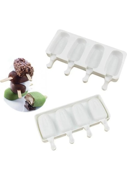 Stil2-C Stili 4 Hücre Büyük Boy Silikon Dondurma Kalıbı Popsicle Kalıpları Dıy Ev Yapımı Tatlı Dondurucu Meyve Suyu Buz Pop Maker Kalıp Çubukları ile (Yurt Dışından) indirimleri