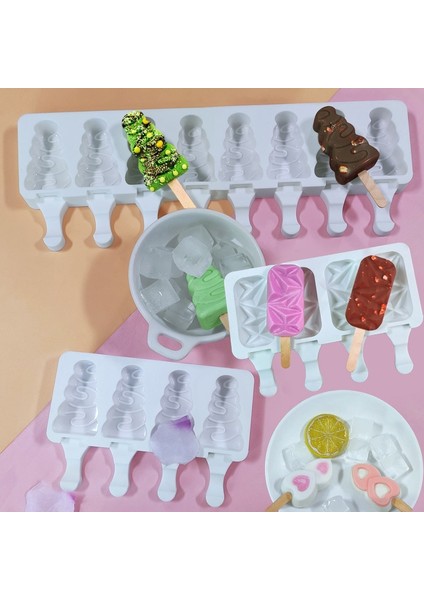 SH0101291-50ÇUBUK Stili Meibum Noel Ağacı Şekli Silikon Dondurma Kalıpları Popsicle Kalıp Boşluk Çocuk Tatlı Küp Tepsisi Yaz Mutfak Aletleri (Yurt Dışından)