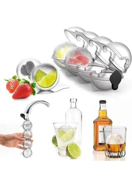 1 Adet Tarzı 4 Kavite Viski Buz Kalıbı Buz Topu Makinesi Dıy Dondurma Kalıbı Plastik Buz Küpü Kalıp Bar Aksesuarları Buz Tepsisi Mutfak Gereçleri (Yurt Dışından)