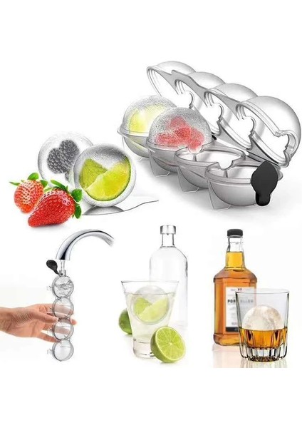 1 Adet Tarzı 4 Kavite Viski Buz Kalıbı Buz Topu Makinesi Dıy Dondurma Kalıbı Plastik Buz Küpü Kalıp Bar Aksesuarları Buz Tepsisi Mutfak Gereçleri (Yurt Dışından)
