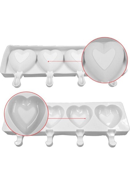 No.1 Tarzı 37X10.9X2.5CM 4 Hücre Silikon Dondurma Kalıpları Kalp Şeklinde Tepsi Gıda Güvenli Popsicle Maker Dıy Ev Yapımı Dondurucu Buz Lolly Kalıp Ev Mutfak (Yurt Dışından)