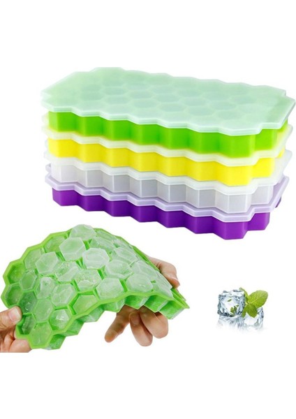 Yeşil Stil Sıcak Petek Şekli Buz 37 Yuvalı Tepsi Kalıp Depolama Kapaklı Silikon Konteyner (Yurt Dışından) fiyatları