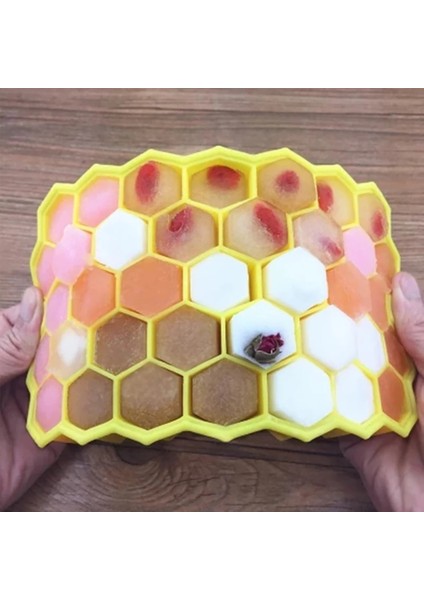 Yeşil Stil Sıcak Petek Şekli Buz 37 Yuvalı Tepsi Kalıp Depolama Kapaklı Silikon Konteyner (Yurt Dışından) fırsatları