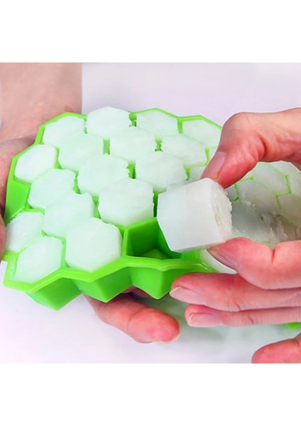 Yeşil Stil Sıcak Petek Şekli Buz 37 Yuvalı Tepsi Kalıp Depolama Kapaklı Silikon Konteyner (Yurt Dışından) indirimleri