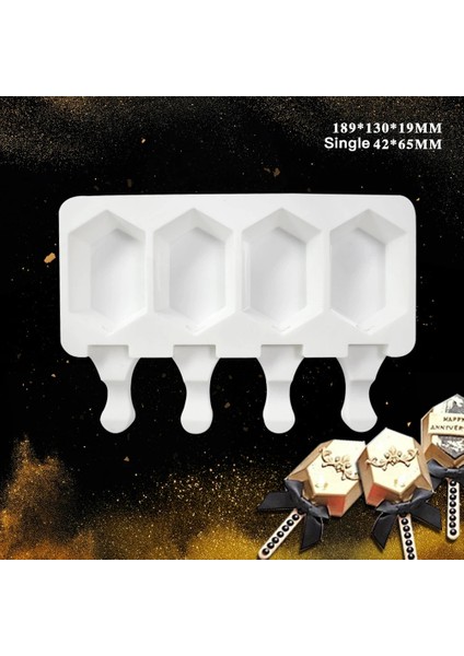 4 Hücreli 6 Altıgen Stili 2021 Yeni 4 Kavite Poligon Silikon Dondurma Kalıbı Dıy Ev Yapımı Popsicle Kalıpları Dondurucu Suyu Dondurma Makineleri Kalıpları Araçları (Yurt Dışından)