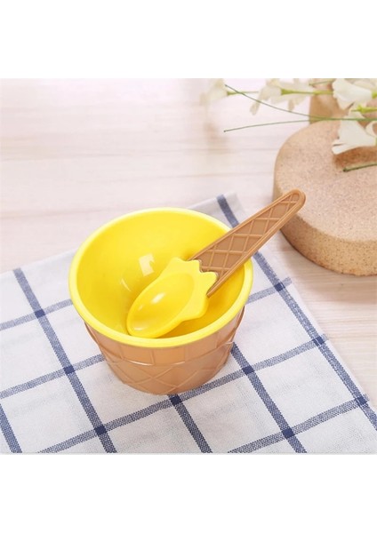 Sarı Stil Sıcak Satış Şeker Renk Dondurma Yeniden Kullanılabilir Kaseler ve Kaşık Çocuklar Için Harika Hediye Tatlı Dondurma Kaseleri Dondurma Kupası (Yurt Dışından)