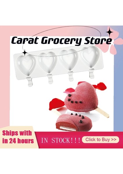 No.1 Tarzı 37X10.9X2.5CM 4 Hücre Silikon Dondurma Kalıpları Kalp Şeklinde Tepsi Gıda Güvenli Popsicle Maker Dıy Ev Yapımı Dondurucu Buz Lolly Kalıp Ev Mutfak (Yurt Dışından)