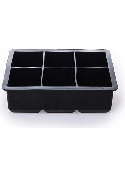 Siyah Nolid Tarzı 6 Izgaralar Silikon Buz Tepsisi Kapağı Yeniden Kullanılabilir Kalıp Icecube Maker Buz Formu Büyük Büyük Buz Kovası Kare Şekilli Dıy Maker Viski Için (Yurt Dışından)