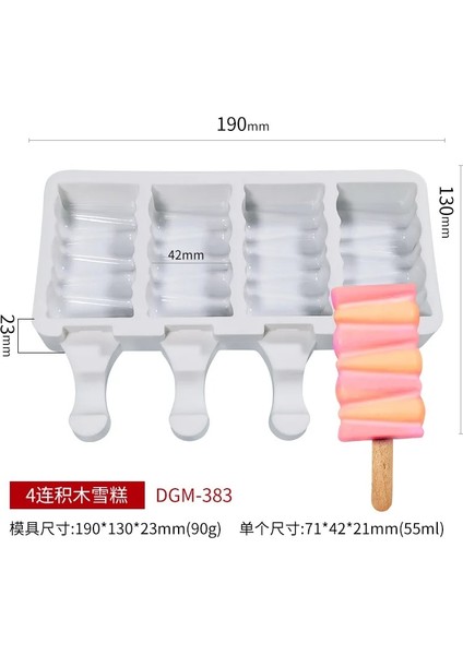 H Tipi Stili Mini Dondurma Kalıpları, Silikon Dondurma Kalıpları Kek, Dıy Ice Pops Için Cakesicle Kalıp, Oval, Çubuk, 4-Boşluk, Mutfak Aksesuarları (Yurt Dışından)