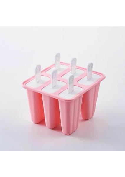 Pembe6 Tarzı Gıda Güvenli Silikon Dondurma Kalıpları 6 Hücreli Dondurulmuş Buz Küpü Kalıpları Popsicle Maker Dıy Ev Yapımı Dondurucu Lolly Kalıp Ücretsiz Çubuklarla (Yurt Dışından)