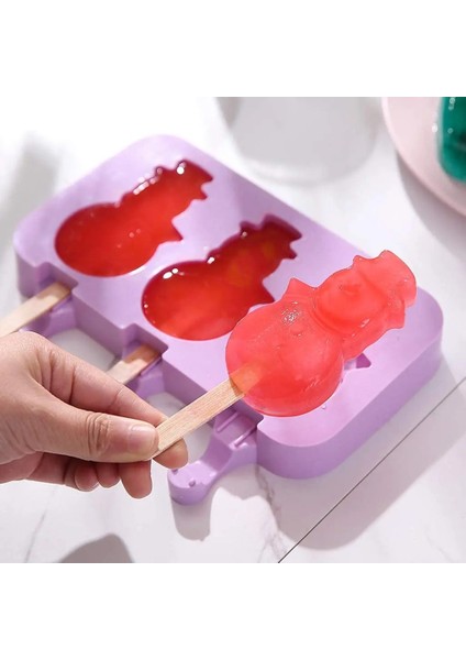 Menekşe-Ayı PAW50 Stili Silikon Sevimli Karikatür Dondurma Kalıpları Çeşitli Şekiller Buzlu Şeker Kalıpları Kapaklı ve Çubuklarla Yeniden Kullanılabilir Bpa Içermeyen Buz Pop Kalıbı (Yurt Dışından)