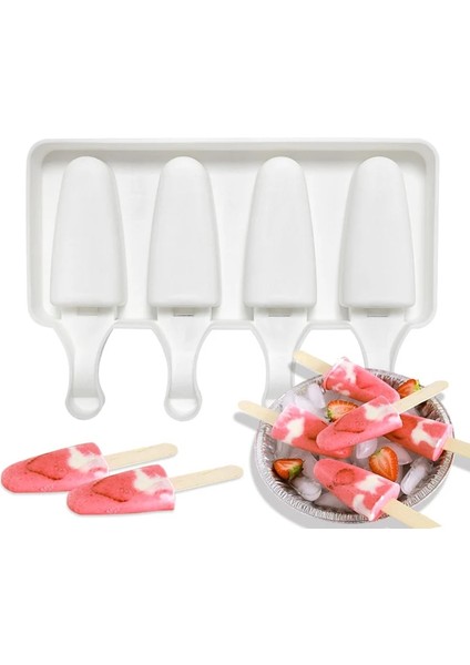 SH0101299 Set Stili Shenhong Donuts Dondurma Kalıpları Silikon Popsicle Kalıp Yaz Dondurucu Suyu Jöle Araçları 50 Ahşap Çubuk ile Buz Küpü Tepsisi (Yurt Dışından) fırsatları
