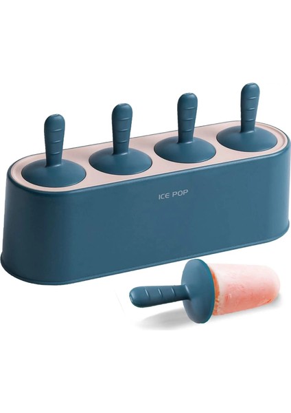Mavi Stil Popsicle Kalıp Seti 4 Parça Ev Yapımı Silikon Popsicle Maker Çocuk Kolay Yayın Dondurma Kalıpları Yeniden Kullanılabilir Dıy Pop Kalıpları (Yurt Dışından)