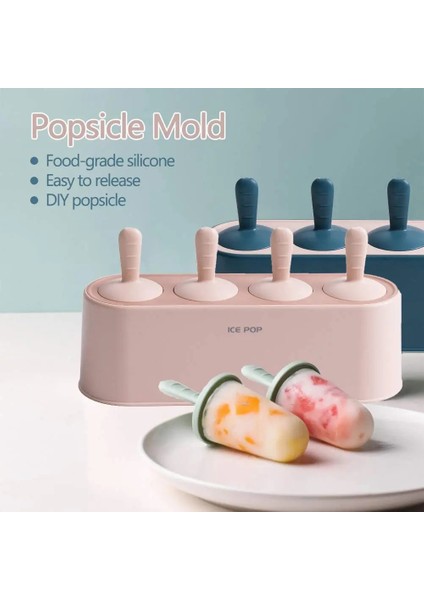 Mavi Stil Popsicle Kalıp Seti 4 Parça Ev Yapımı Silikon Popsicle Maker Çocuk Kolay Yayın Dondurma Kalıpları Yeniden Kullanılabilir Dıy Pop Kalıpları (Yurt Dışından) fiyatları
